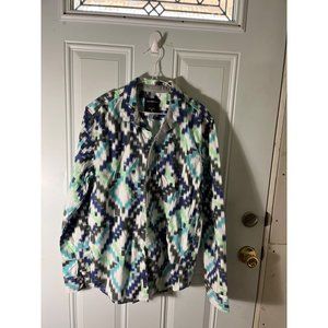 Calvin Klein long sleeved button front blue mountain shirt size Medium